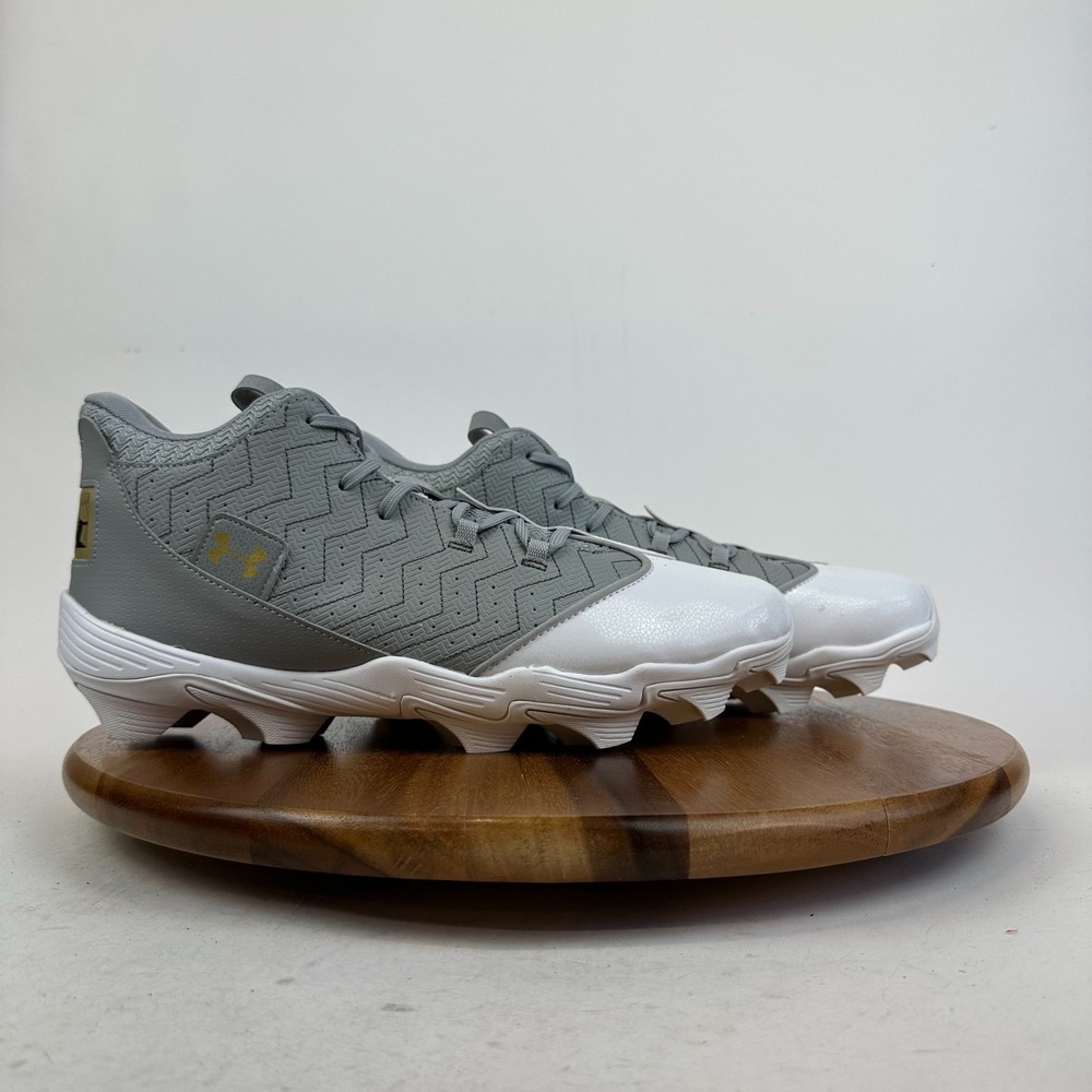 New Mens Under Armour Harper 9 RM Gray Mid Baseball Cleats Shoes Size 15‎ M